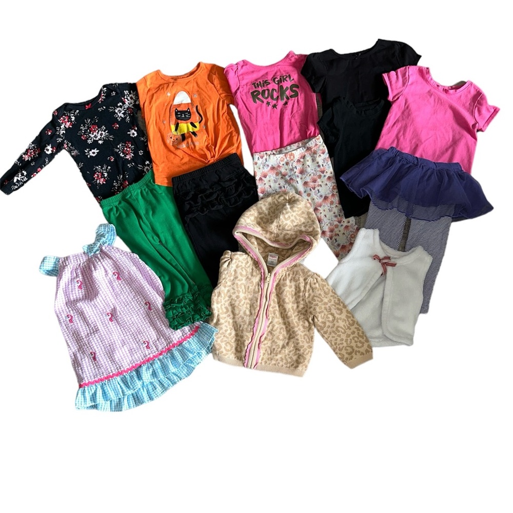 Baby Girl Dress, Hoodie Sweater, Vest, T-Shirt, Pants, Onesie Bundle Size 18M